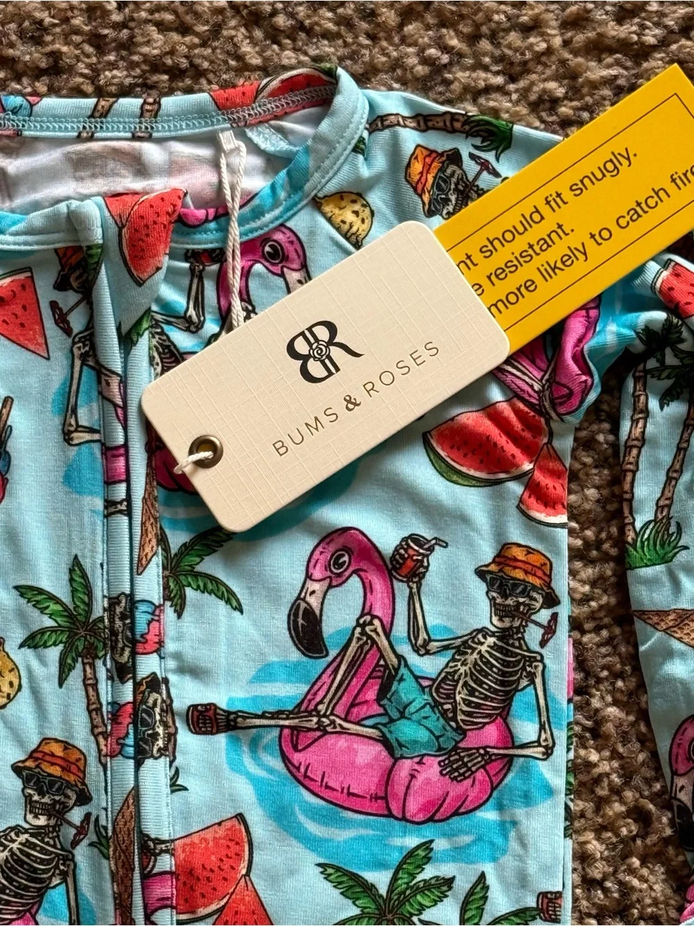NWT Bums & Roses “Bone Chillin” Convertible Romper/Pajamas Size 9-12 mos.